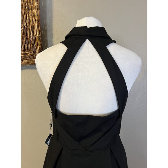 Adrianna Papell Dress 8 Black Crew Neck Shirt Open Back A Line Dress NWT NEW - Picture 10 of 16